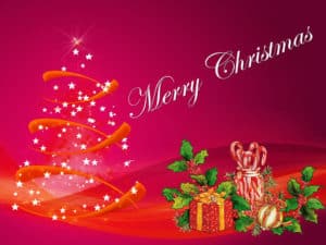 Glædelig jul tapet med juletræ og slik, send gratis julekort til julelæde.